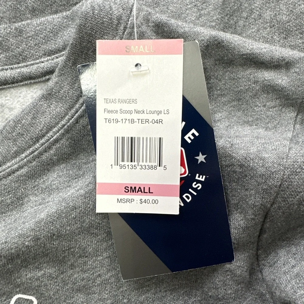 NWT Ladies‎ Texas Rangers Top Sweat Shirt MLB Gray Women's Small Soft Fleece - Picture 10 of 11